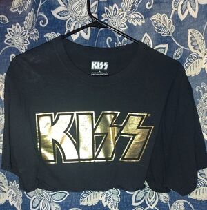 Kiss Women's Tee in Black with Gold Logo